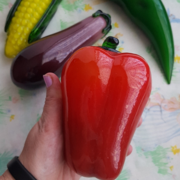 Vintage 4 Murano-Style Glass Art Veggies 🍆🌽 - Picture 6 of 10